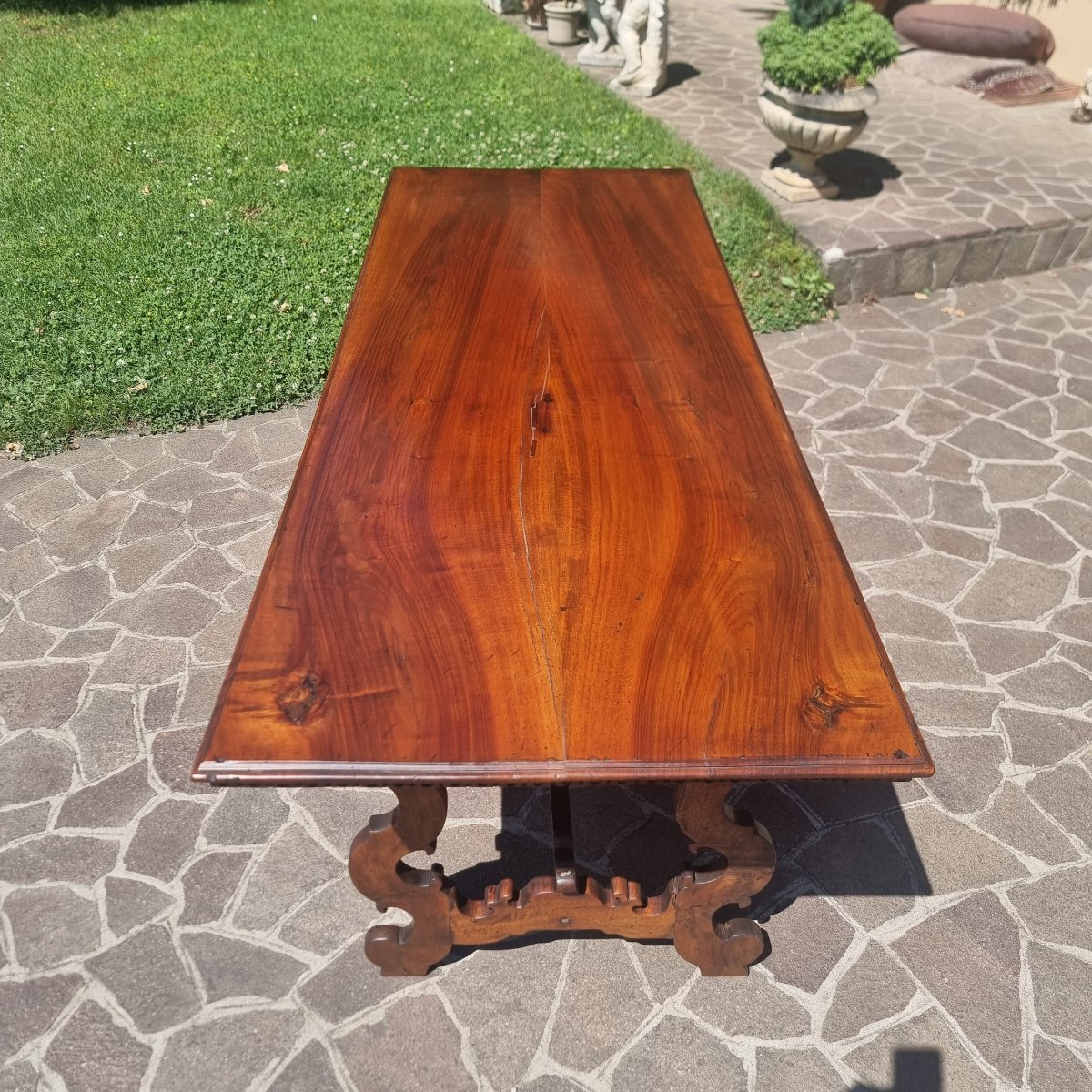 Table de monastère lombarde du XVIIIe siècle en noyer-photo-7