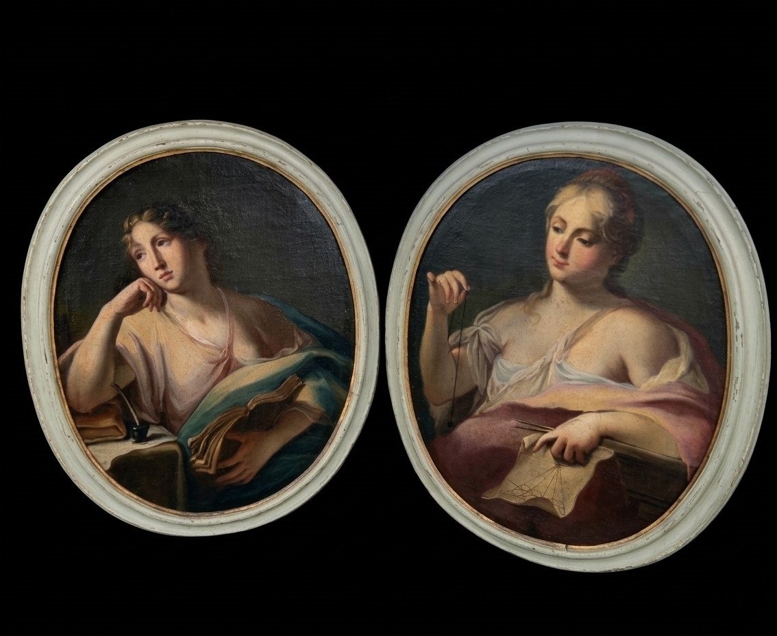 4 Paintings On Canvas: Arts And Crafts 17 Th Century Lorenzo Pasinelli 1629-1700-photo-3