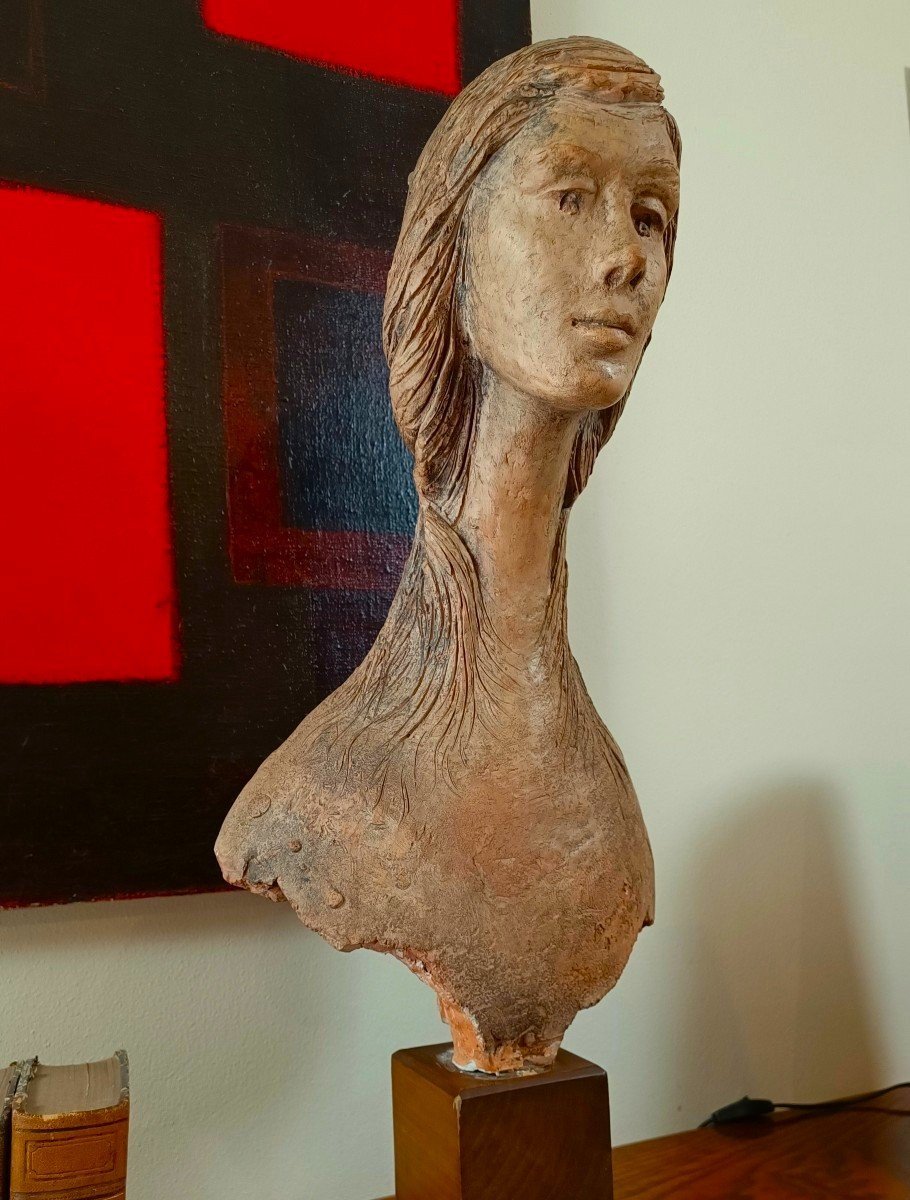 1976 Terracotta Sculpture Of A Woman: A Masterpiece By Vincenzo Brunetti-photo-2