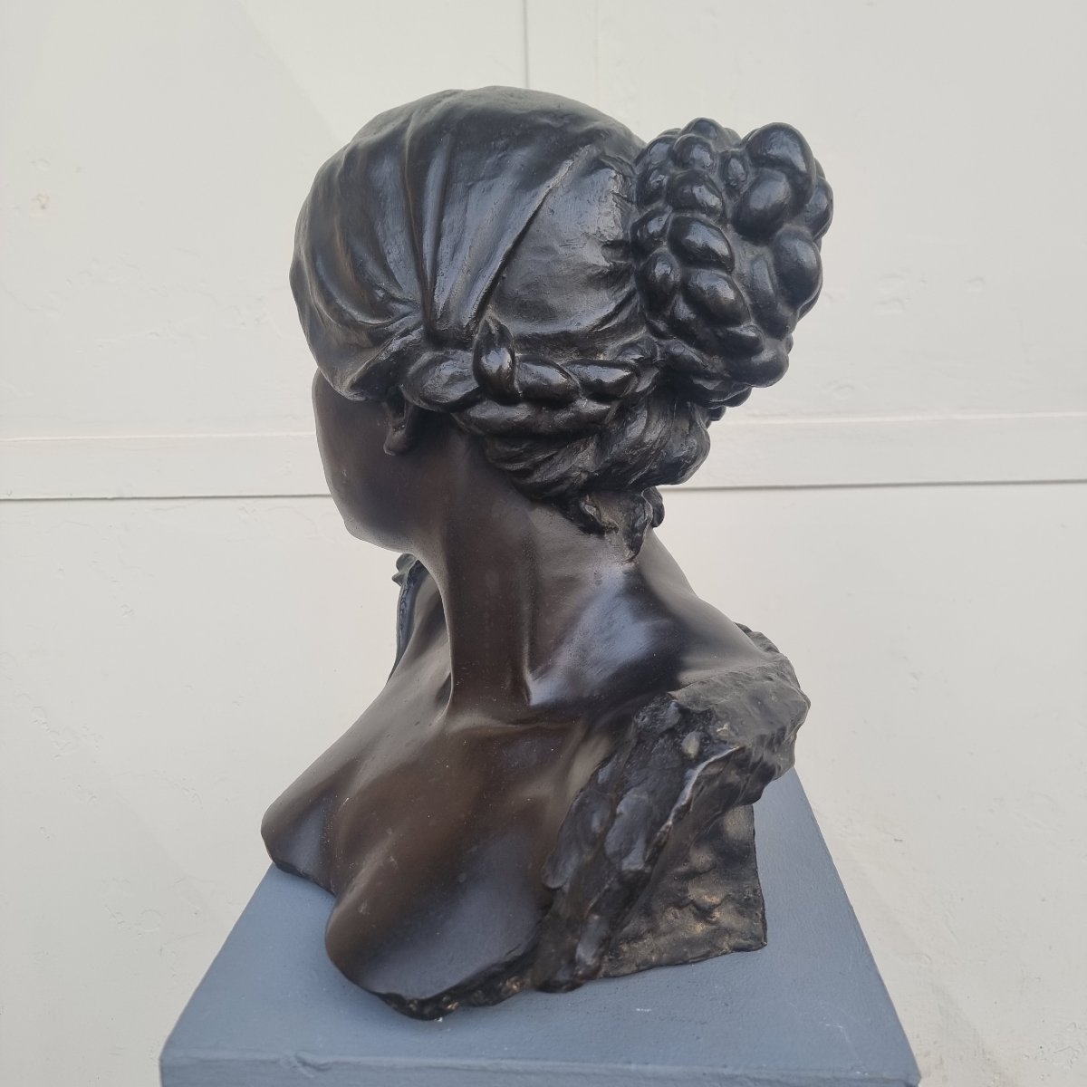 Sculpture en bronze du XIXe siècle buste féminin-photo-2
