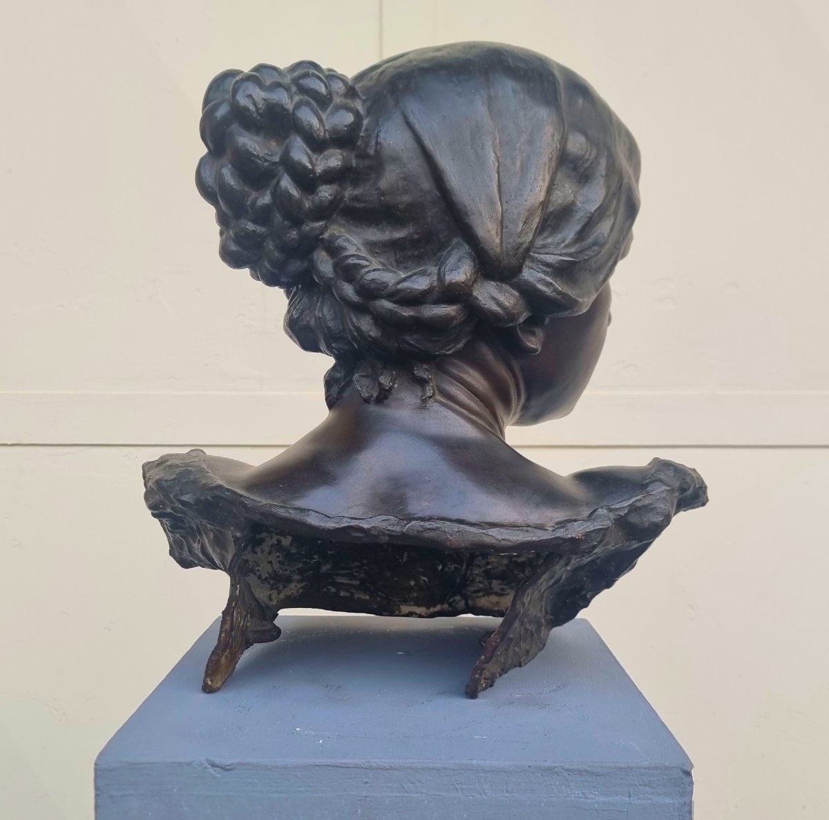 Sculpture en bronze du XIXe siècle buste féminin-photo-3