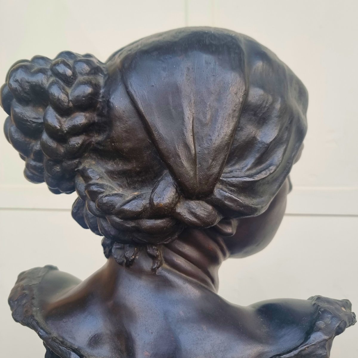 Sculpture en bronze du XIXe siècle buste féminin-photo-4