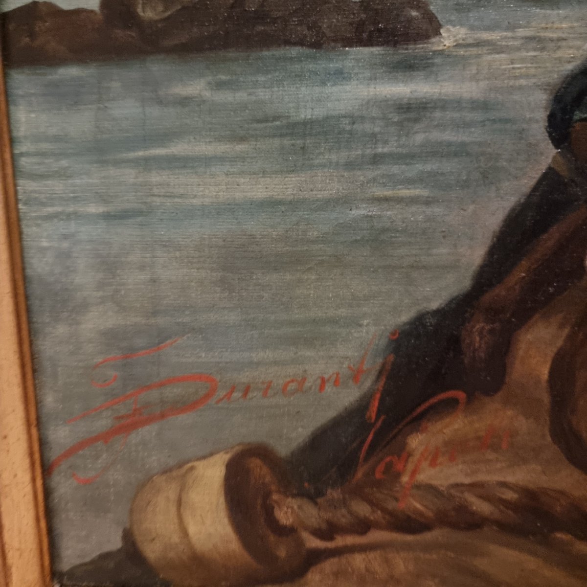 Tableau à l'huile du XIXe siècle : "Pêcheur napolitain" signé Duranti-photo-2