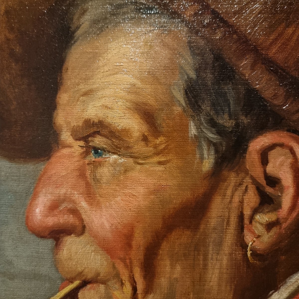 Tableau à l'huile du XIXe siècle : "Pêcheur napolitain" signé Duranti-photo-4