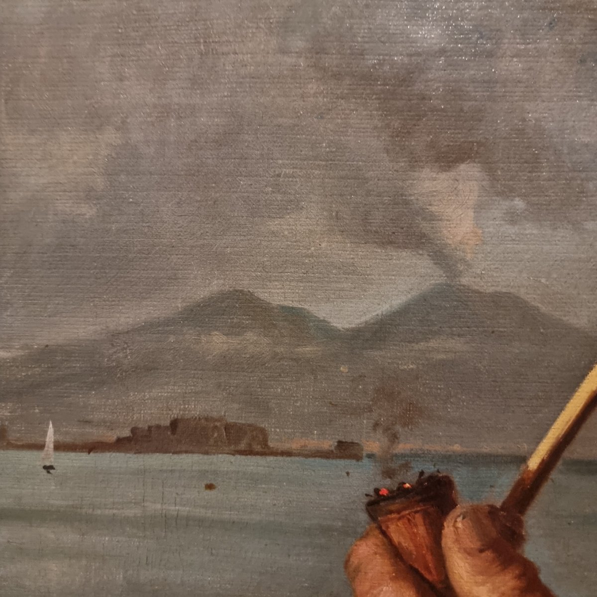 Tableau à l'huile du XIXe siècle : "Pêcheur napolitain" signé Duranti-photo-6