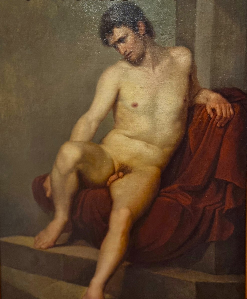 Huile sur toile, nu masculin, 19/18  siècle, Luigi Sabatelli 1772 – 1850-photo-2