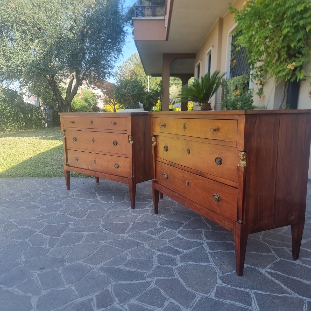 Paire de commodes en merisier 1820 Retour d'Égypte-photo-3