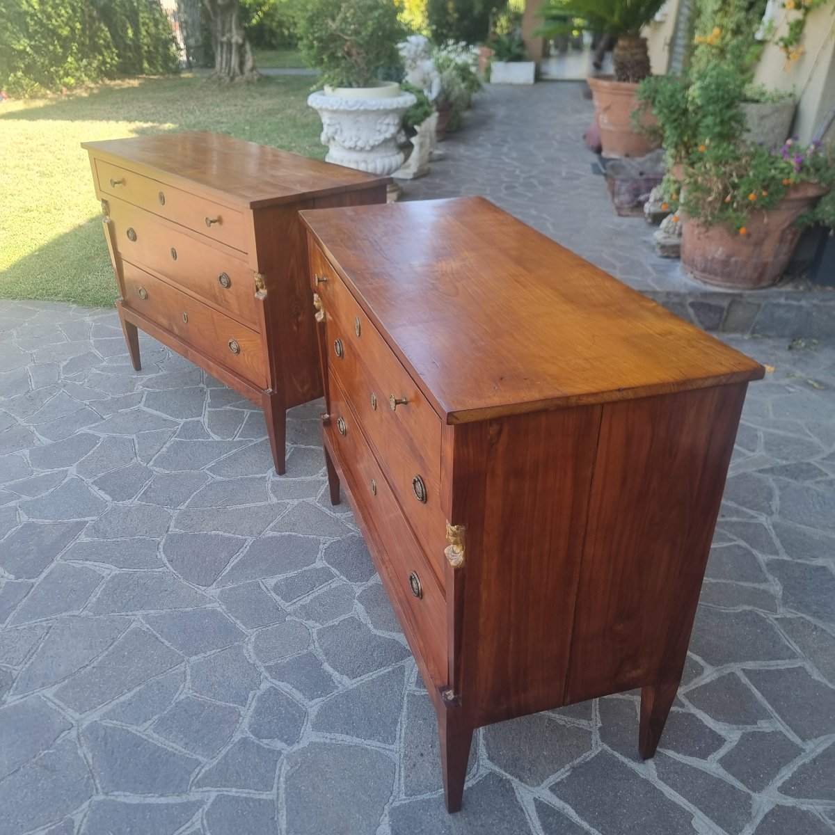 Paire de commodes en merisier 1820 Retour d'Égypte-photo-3
