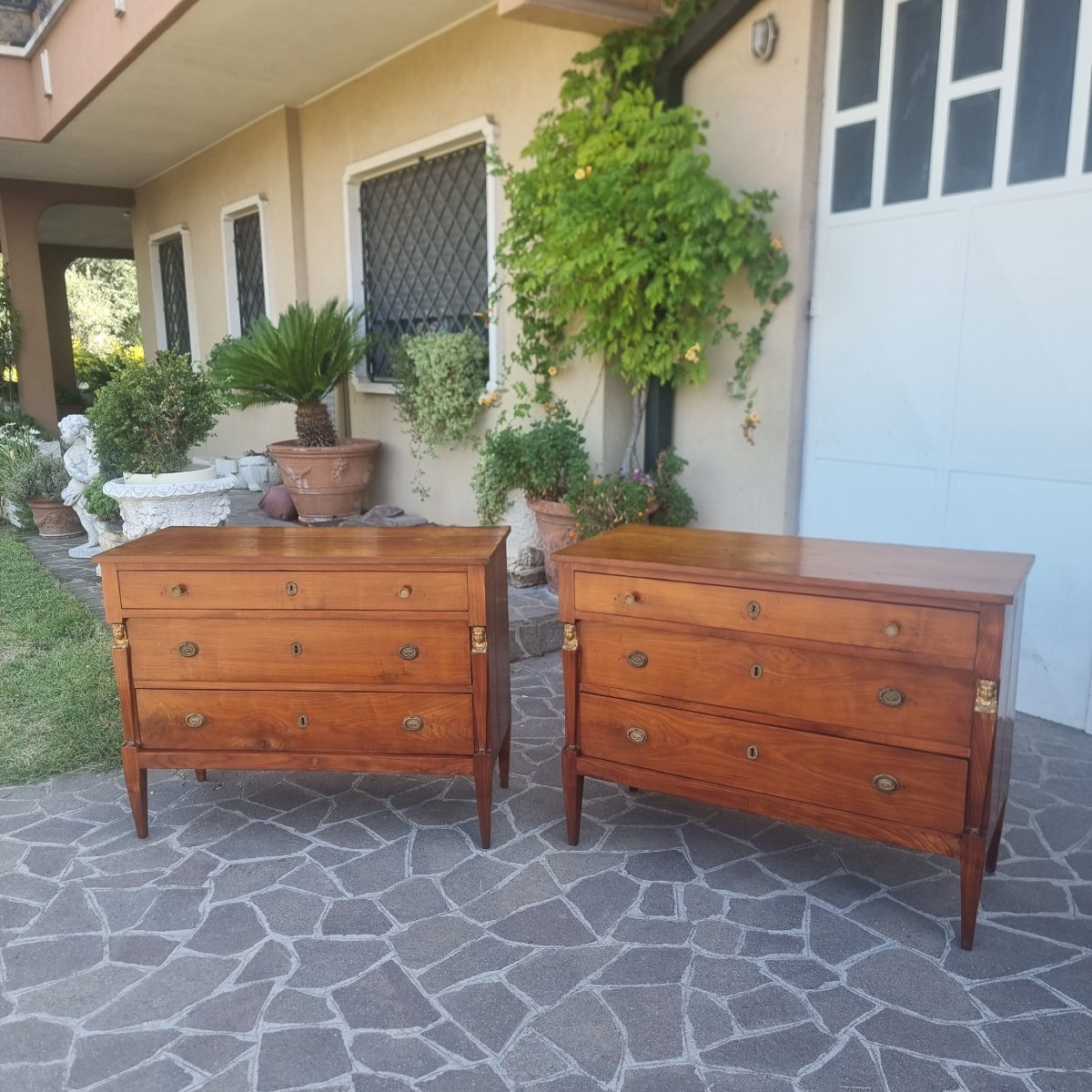 Paire de commodes en merisier 1820 Retour d'Égypte-photo-6