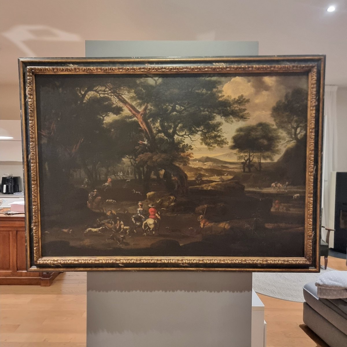 17th-century Oil On Canvas: Landscape With Figures By Jan Van Bloemen (1662–1749)