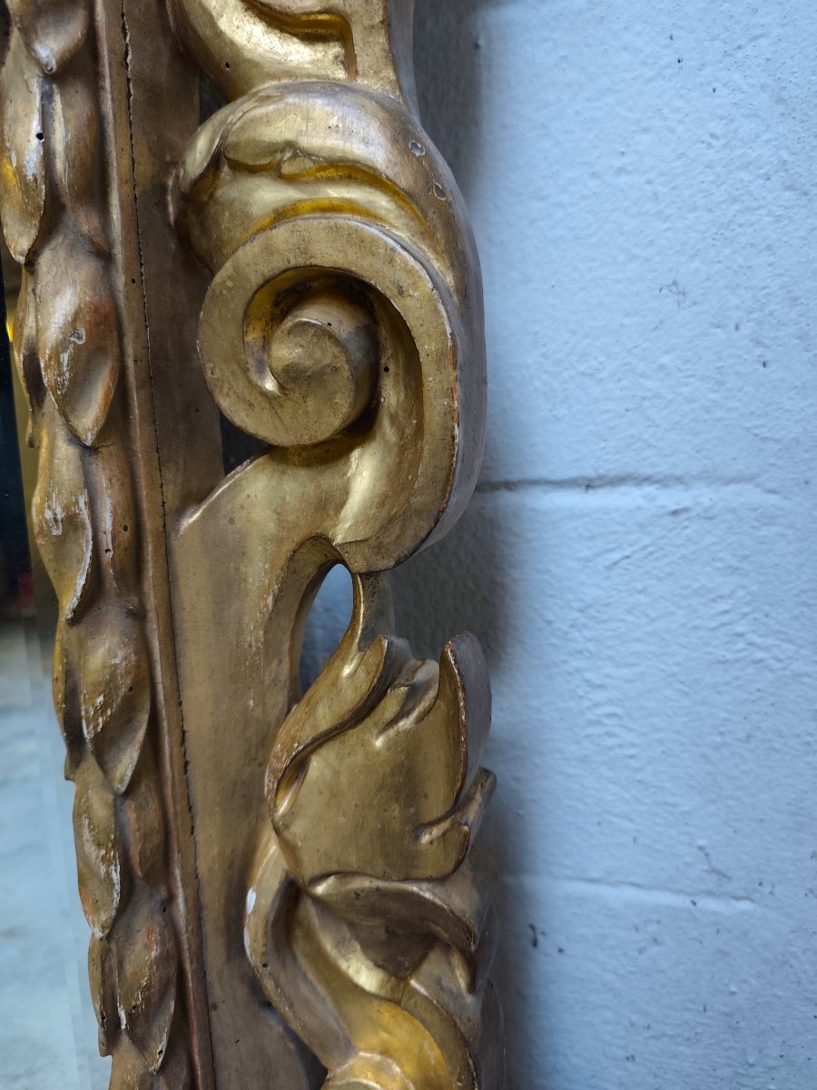 18th-century Baroque Wooden Mirror With Gold Leaf From A Noble Palace In Rome-photo-1