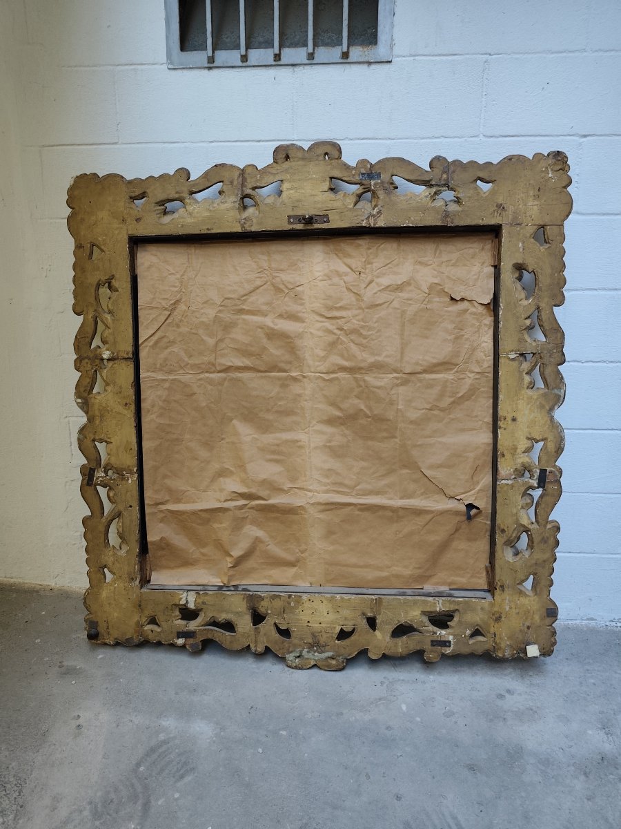 17th-century Wooden Mirror With Gold Leaf From A Noble Palace In Rome-photo-7