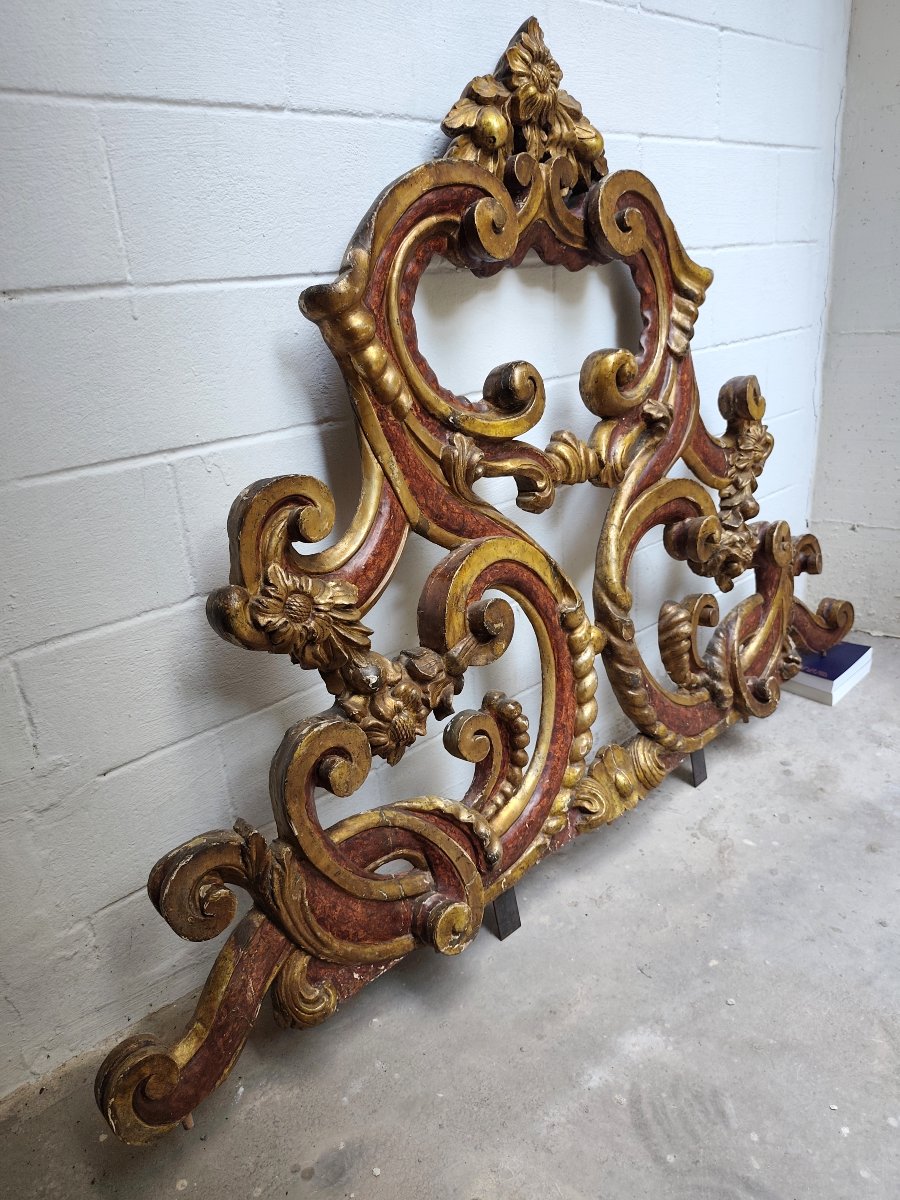 17th-century Wooden Frieze Gilded With Gold Leaf And Lacquered To Resemble Marble, From A Noble Palace In Rome-photo-3