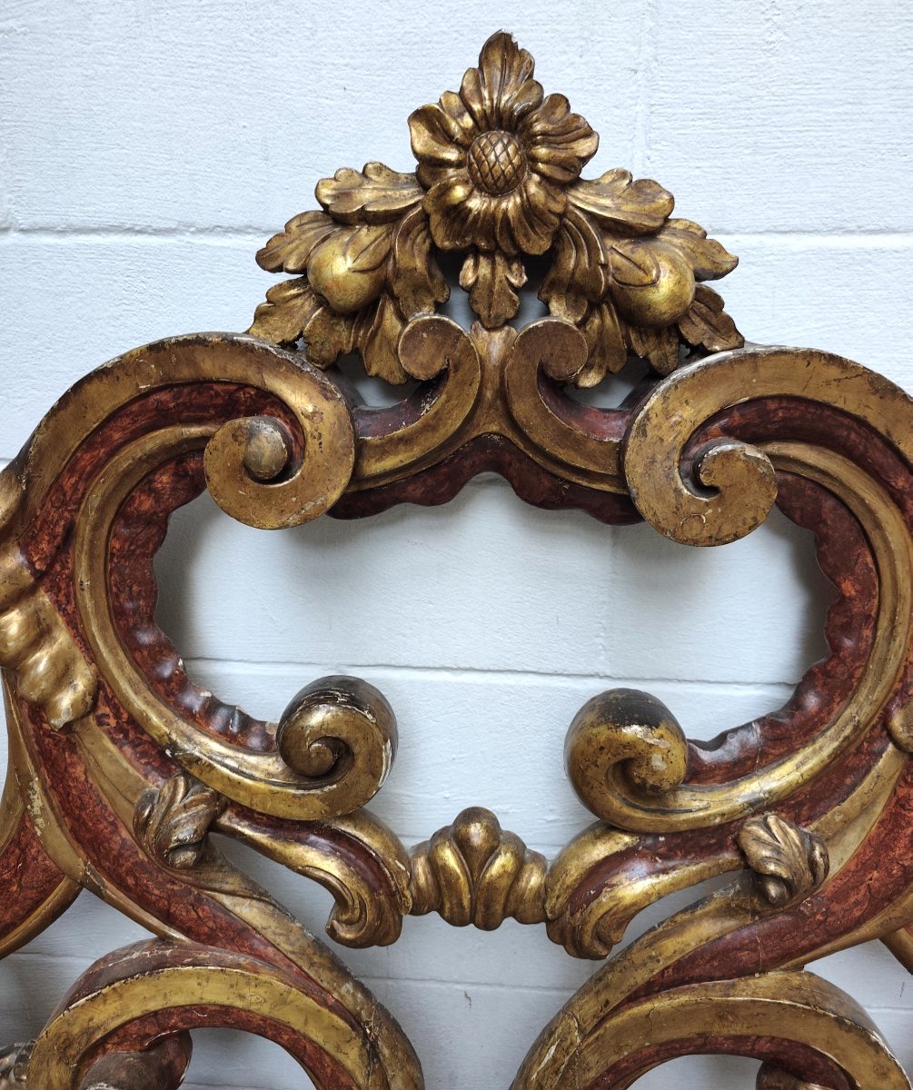 17th-century Wooden Frieze Gilded With Gold Leaf And Lacquered To Resemble Marble, From A Noble Palace In Rome-photo-2