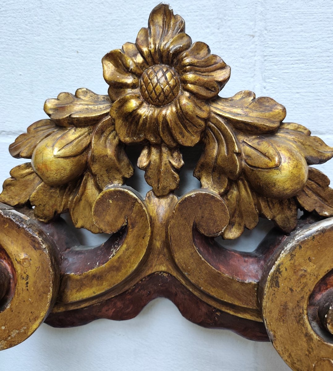 17th-century Wooden Frieze Gilded With Gold Leaf And Lacquered To Resemble Marble, From A Noble Palace In Rome-photo-3