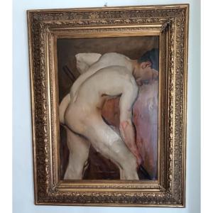 Homme nu au travail – Huile sur papier marouflé sur toile, 1880