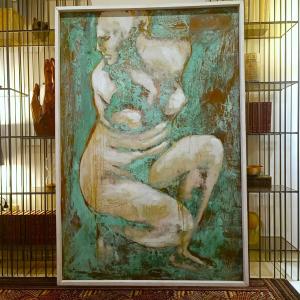 Huile sur cuivre oxydé “Aphrodite déesse de l’Amour” XX sieclè