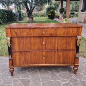 Commode Empire 1820 en noyer plaqué Lac de Garde