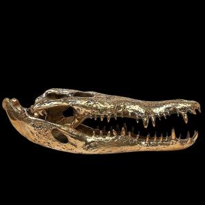 Tête de crocodile en bronze doré