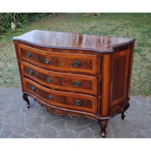 19th-century Venetian Walnut Chest Of Drawers With Palm Leaf Inlays