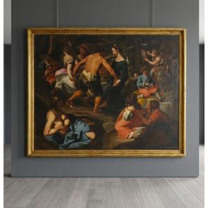 Huile sur toile du XVIIe siècle Scène de fête dansante entourage Nicolas Poussin (1594–1665)