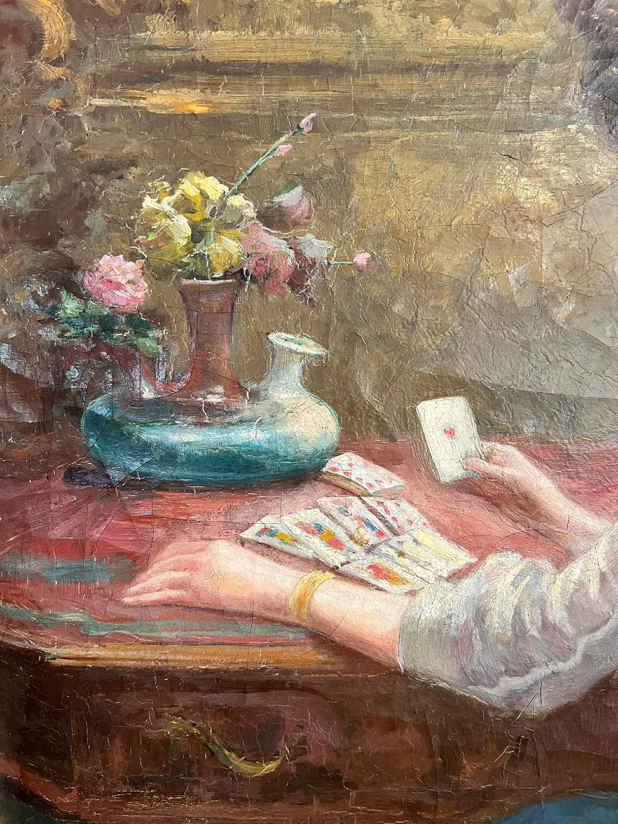 La tireuse de cartes, huile sur toile signée Paul Duthoit, XIX-photo-4