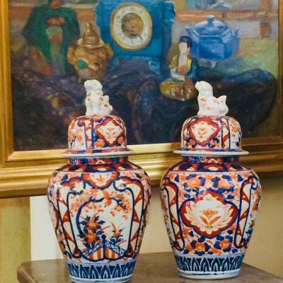 Pair Of Imari Porcelain Potiches Or Vases, Japan