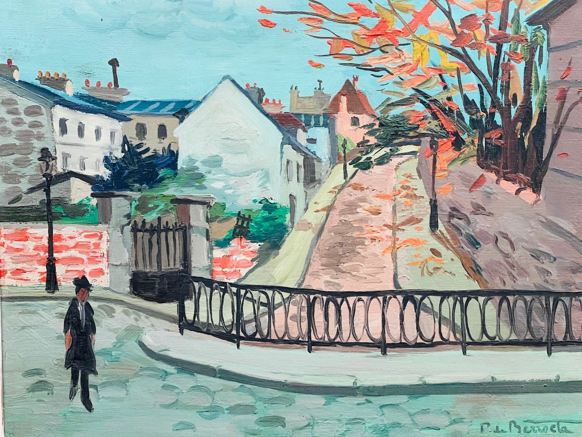 Pierre De Berroeta, Rue De Paris, Huile Sur Toile 