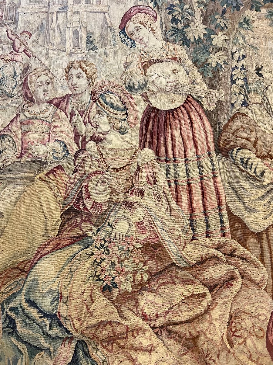Large Aubusson Tapestry, Renaissance Scene-photo-2