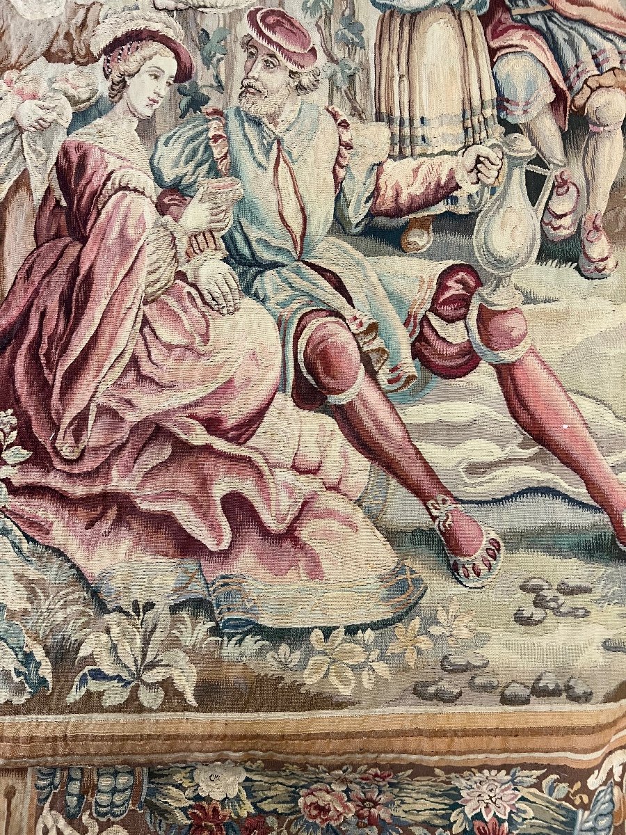Large Aubusson Tapestry, Renaissance Scene-photo-4