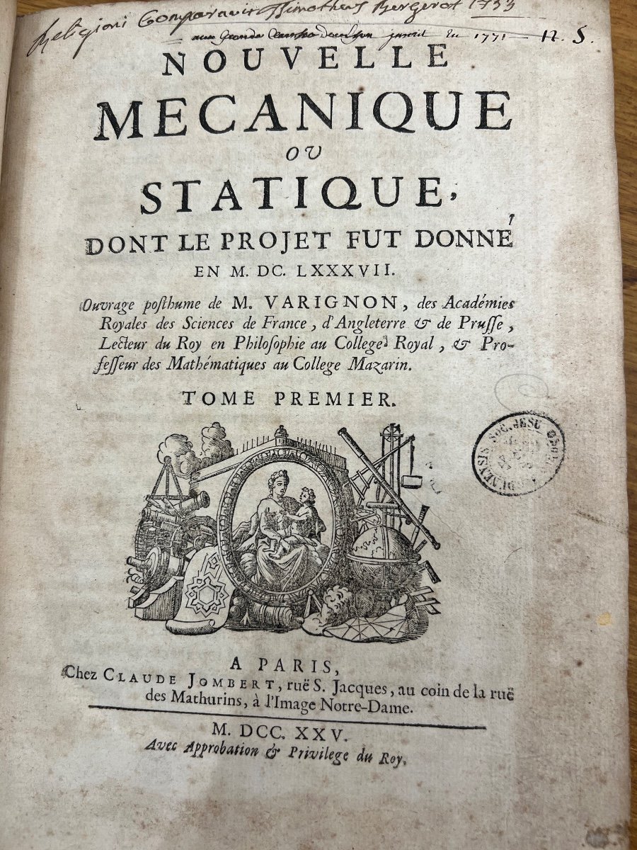 Nouvelle Mécanique Ou Statique Dont Le Projet Fut Donné,ouvrage De Varignon ,jombert édit. 1725