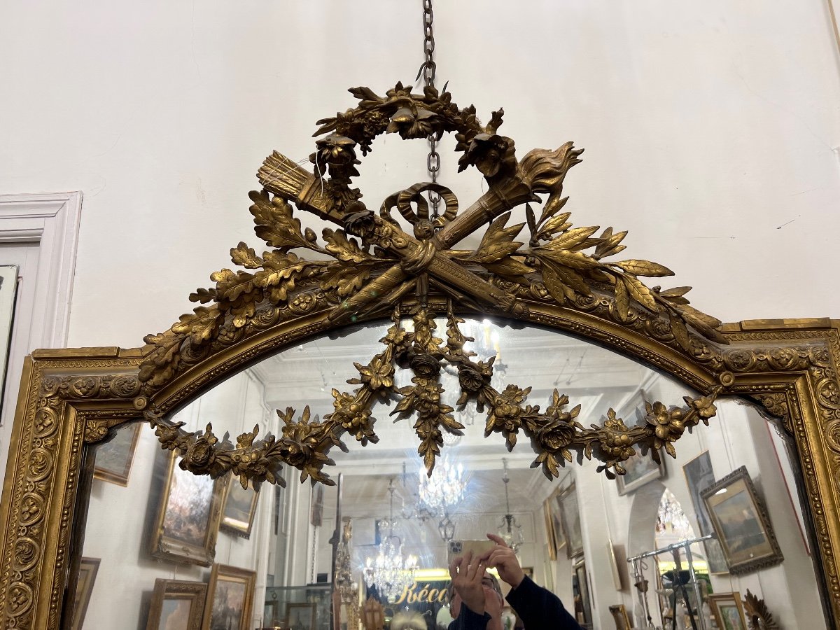 Très Grand Miroir Doré époque Napoléon III -photo-2