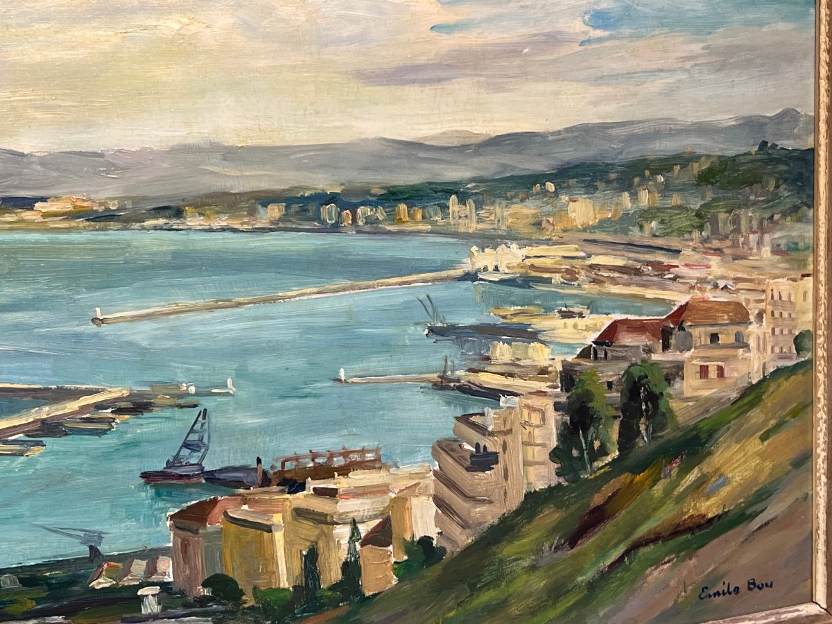 Emile Bou , Peintre Orientaliste Français : Panorama De La Baie D’alger-photo-2