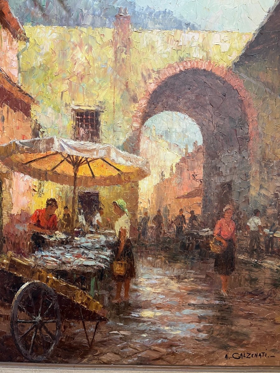 André Galzenati , Le Marché Aux Poissons Au Cours Saleya à Nice -photo-2