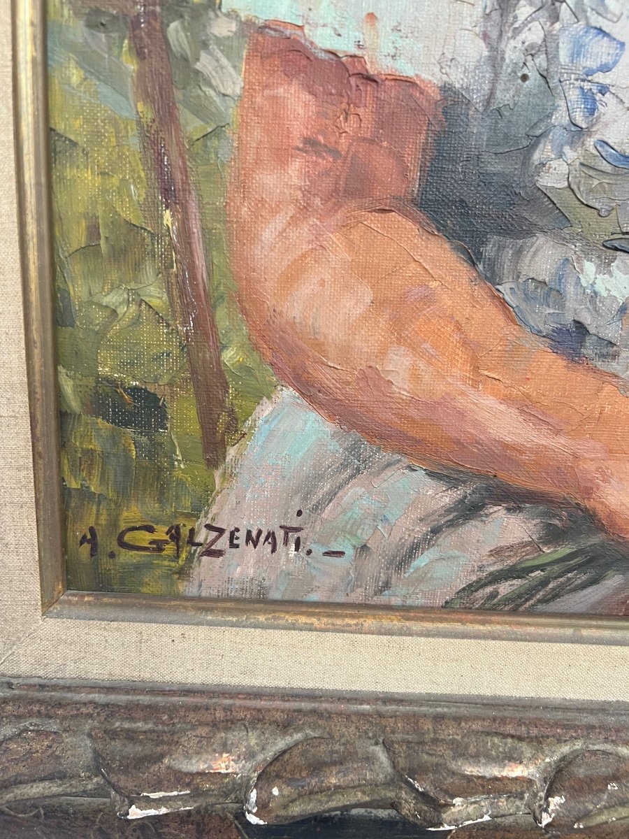 Portrait Of A Girl In The Garden: Impressionist Painting By Galzenati-photo-3