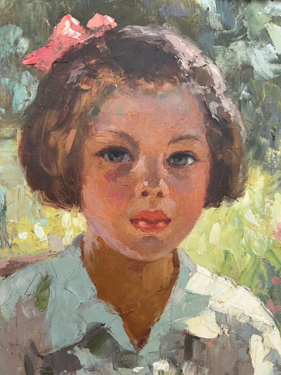 Portrait Of A Girl In The Garden: Impressionist Painting By Galzenati-photo-1
