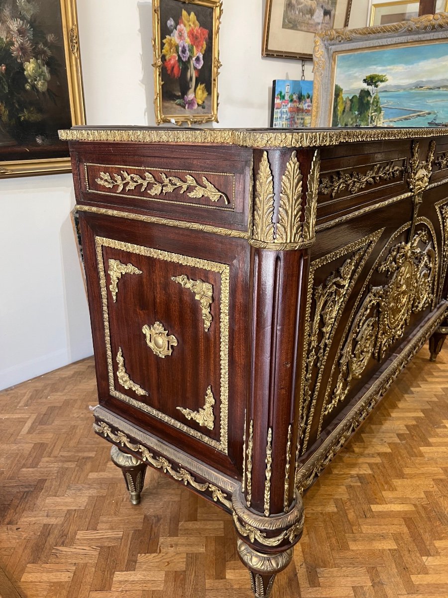 Large Louis XVI Style Mahogany Dresser According To The Benneman And Stockel Model.-photo-2