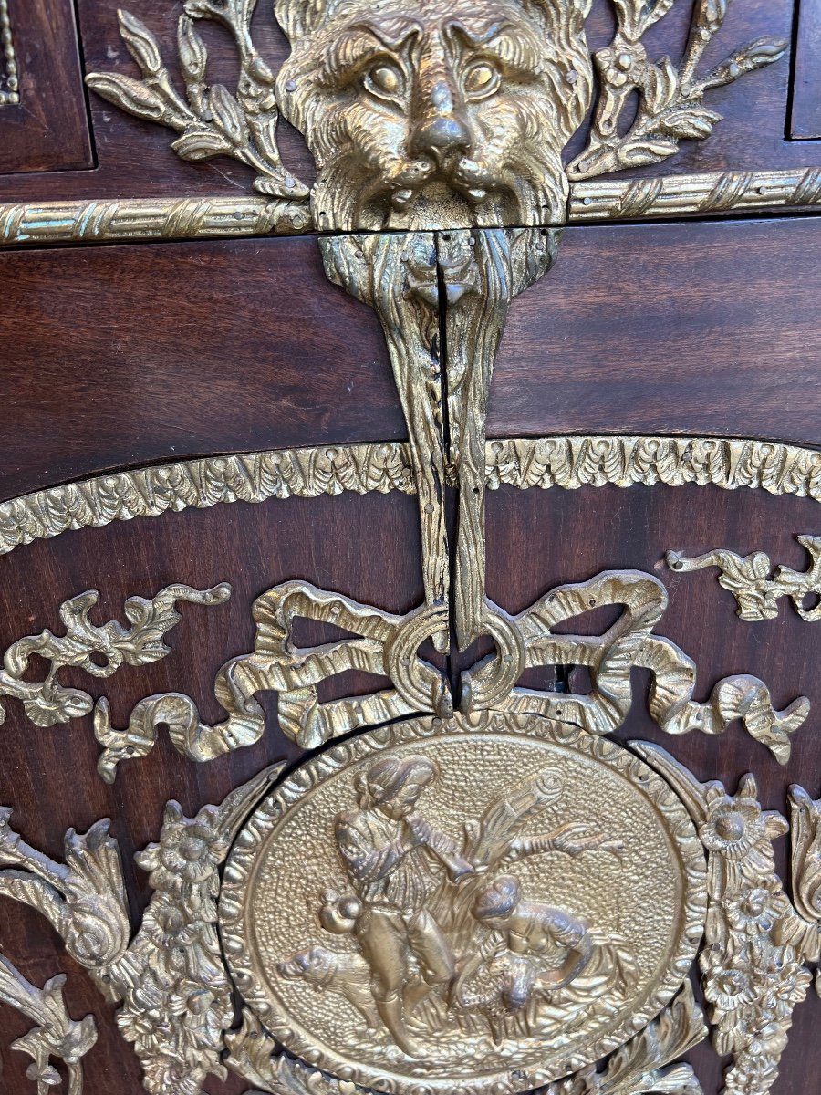 Large Louis XVI Style Mahogany Dresser According To The Benneman And Stockel Model.-photo-5