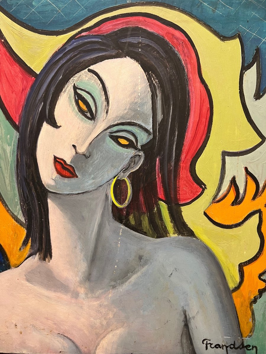 EMILE FRANDSEN, peintre franco-danois  "la fille aux yeux d'or", de 1962