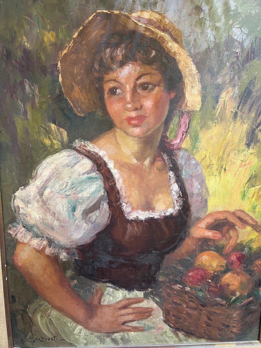 André Galzenati : Jeune Fille Au Panier -photo-2