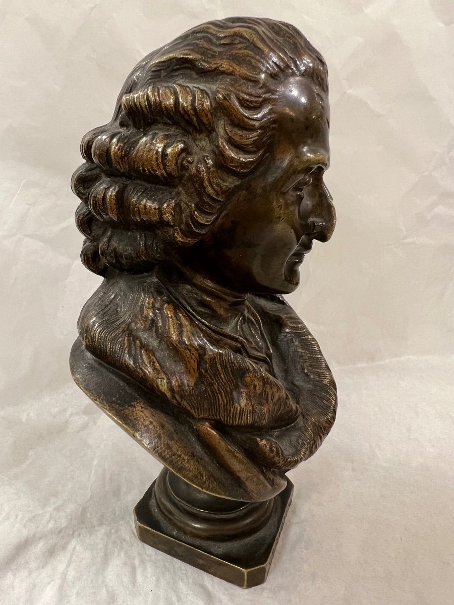 Buste En Bronze, Représentant Jean-jacques Rousseau époque XIXe Siècle-photo-2