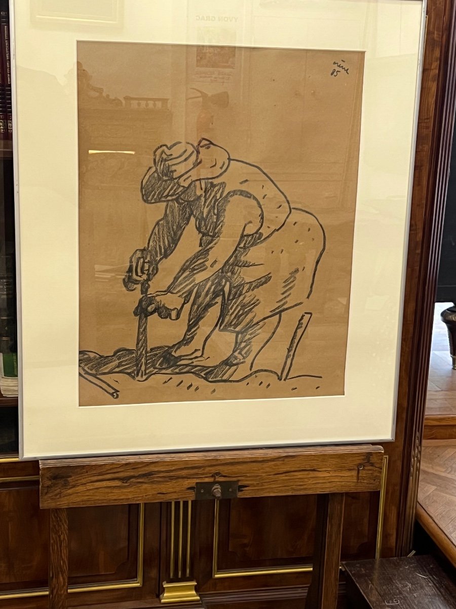 Jean Arène, Marseille Painter, Charcoal Drawing 