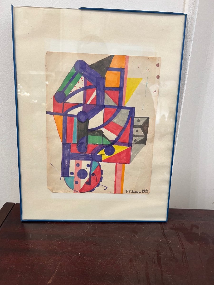 Lot De Deux Aquarelles De Franciska Clausen, Peintre Danoise, élève De Fernand Léger -photo-2