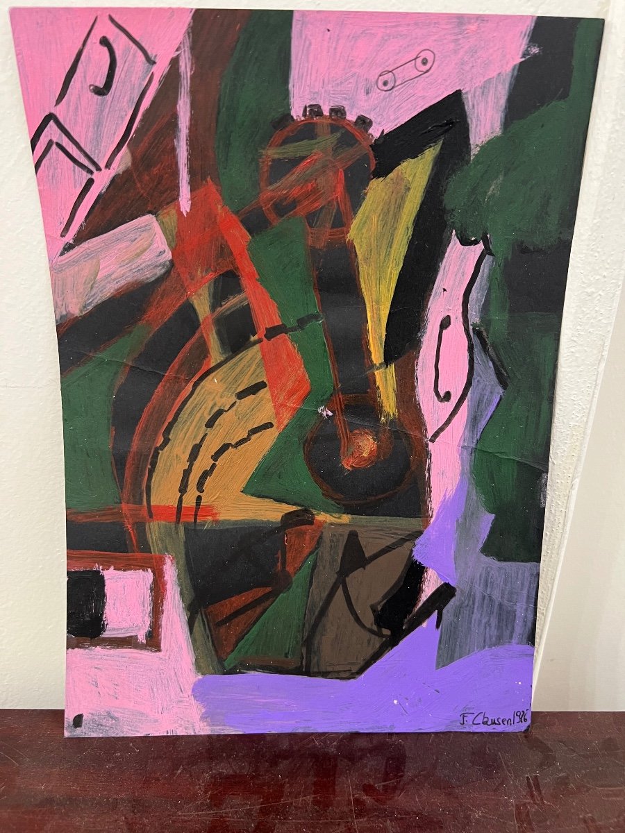 Lot De Deux Aquarelles De Franciska Clausen, Peintre Danoise, élève De Fernand Léger -photo-1