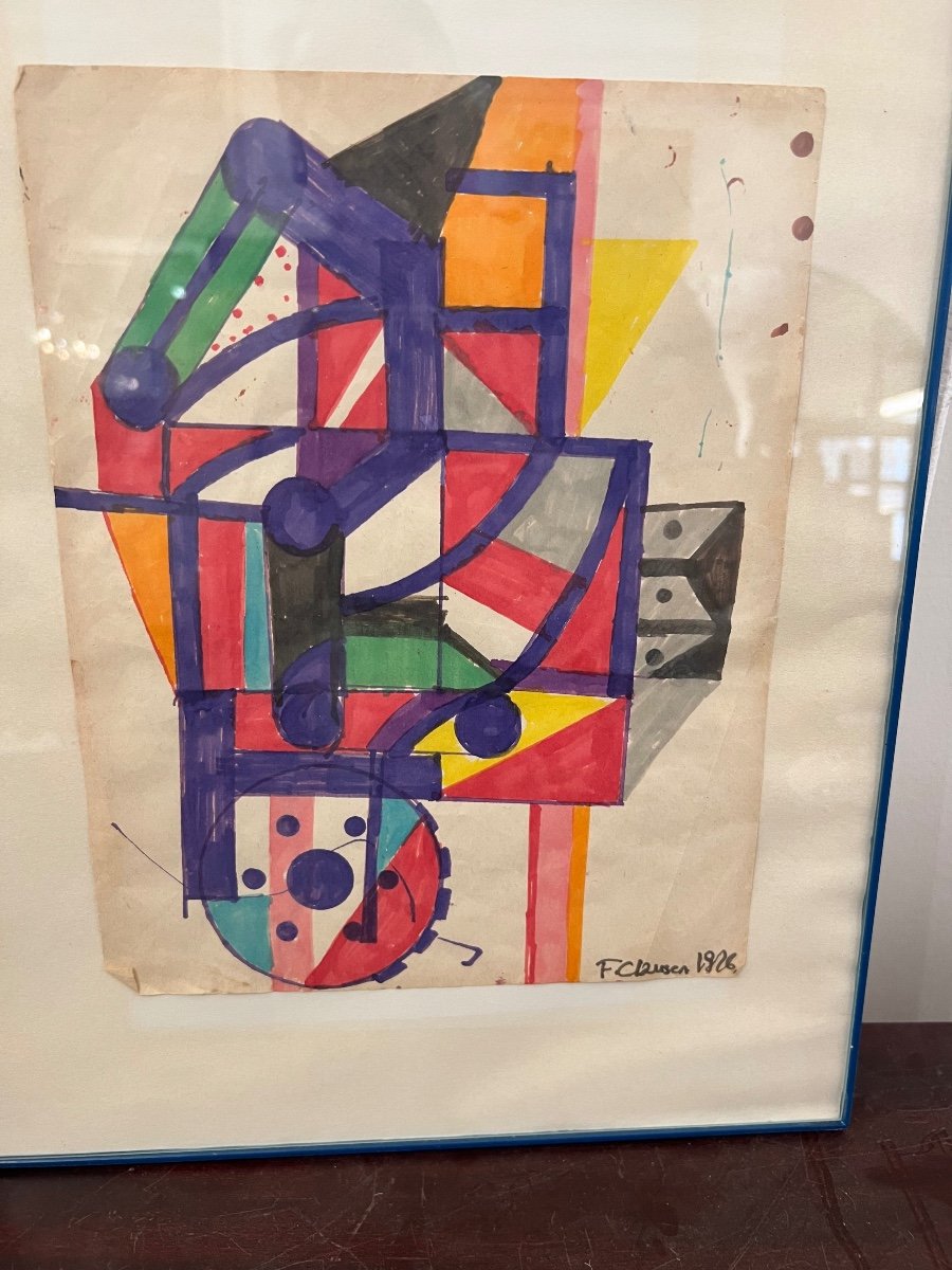 Lot De Deux Aquarelles De Franciska Clausen, Peintre Danoise, élève De Fernand Léger 