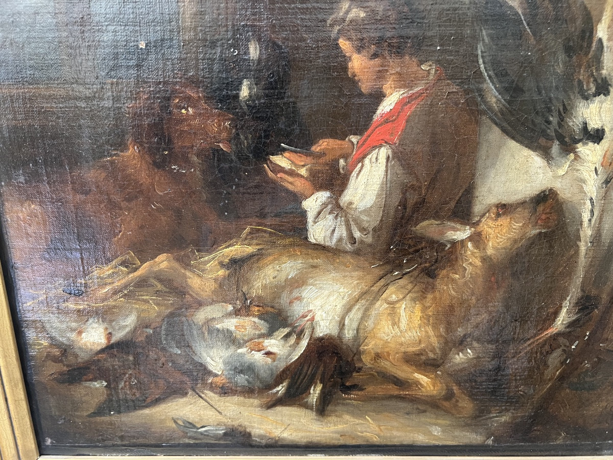 The Hunter's Rest, By John Joseph Barker, 19th-century English Painter-photo-2