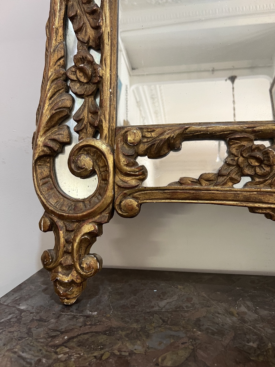 Large Gilded Wooden Mirror -photo-2