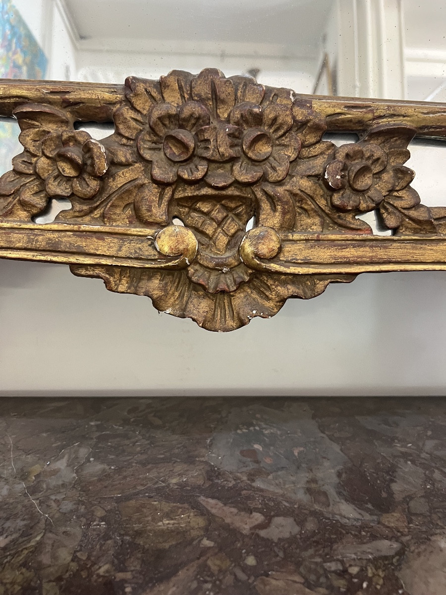 Large Gilded Wooden Mirror -photo-3