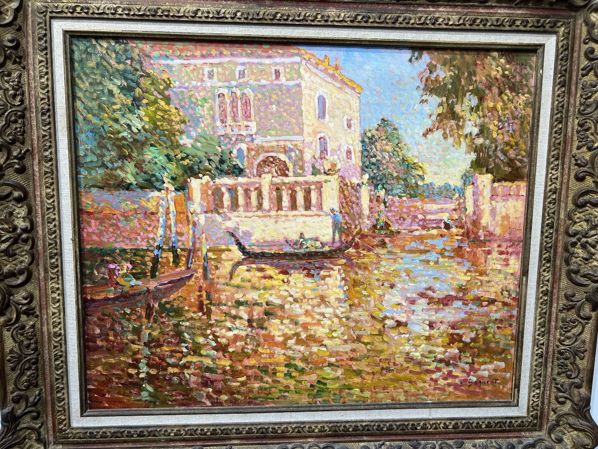 Eugène BEGARAT : peinture pointilliste à  Venise -photo-2