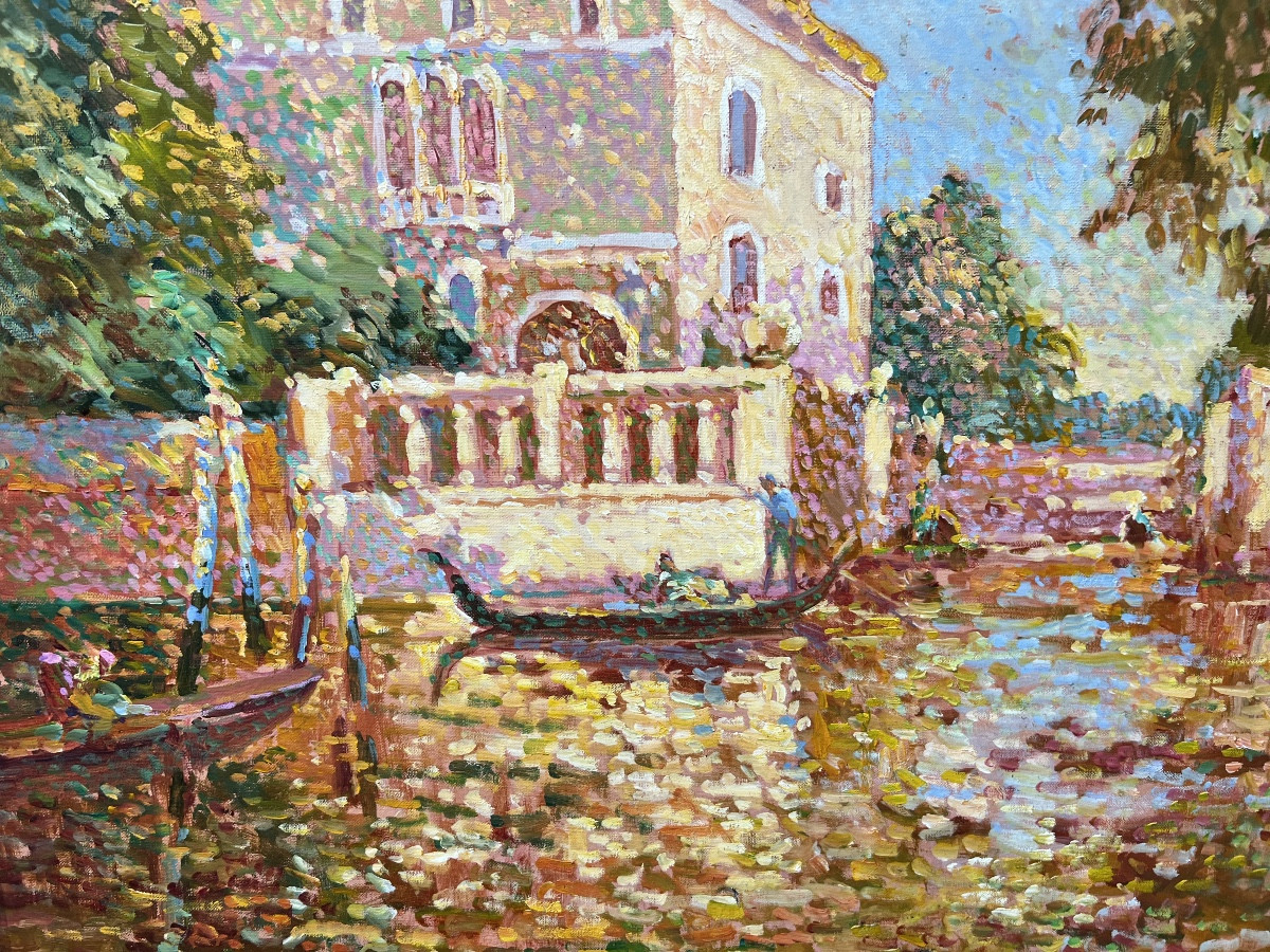 Eugène BEGARAT : peinture pointilliste à  Venise -photo-3